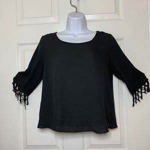 Black open back blouse